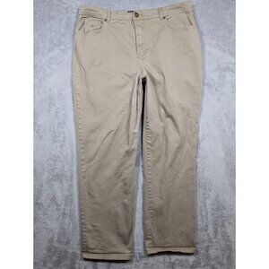 Gloria Vanderbilt Amanda Pants Womens Size 18 Khaki Flat Front Ankle Comfort